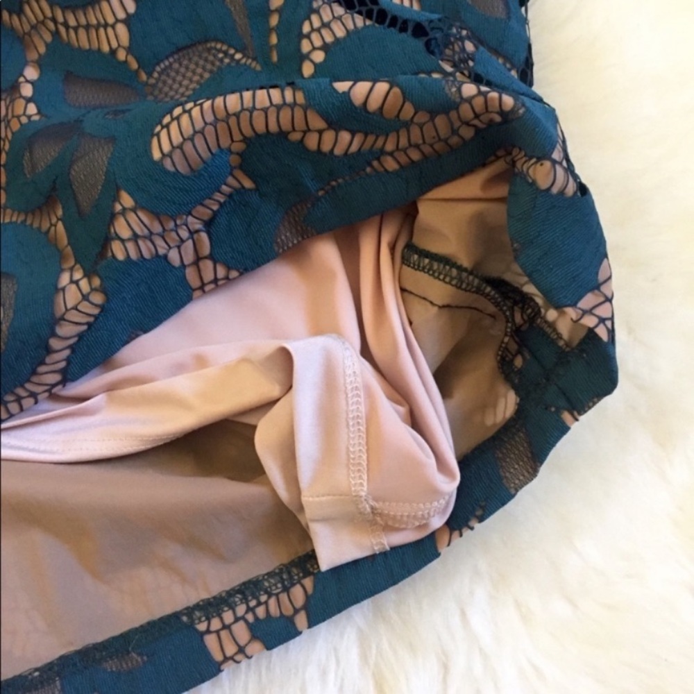 Anthropologie Eva Franco Teal Lace Pencil Skirt - Picture 4 of 5